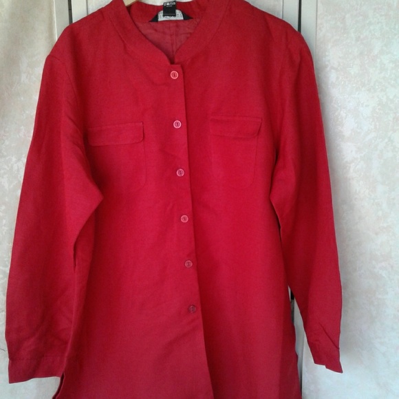 Dialogue Tops - Dialogue Top NWT Bright Red Linen Blend 22 W